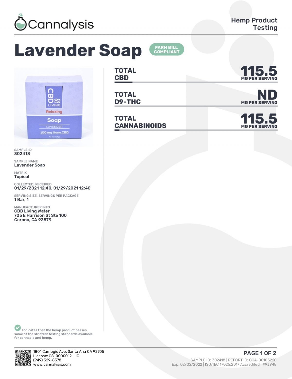 CBD Living Soap 60mg Lavender - Image 2