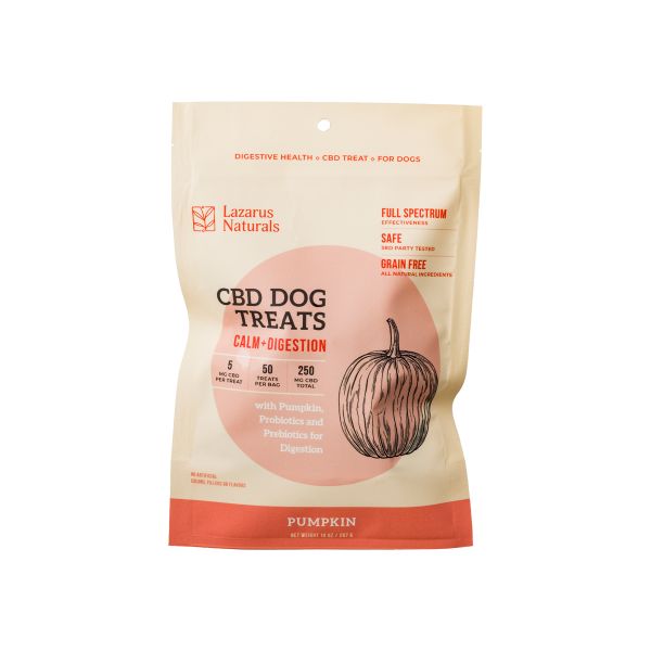 Lazarus Naturals Full Spectrum CBD Dog Treats - Calm + Digestion, Pumpkin, 250 mg
