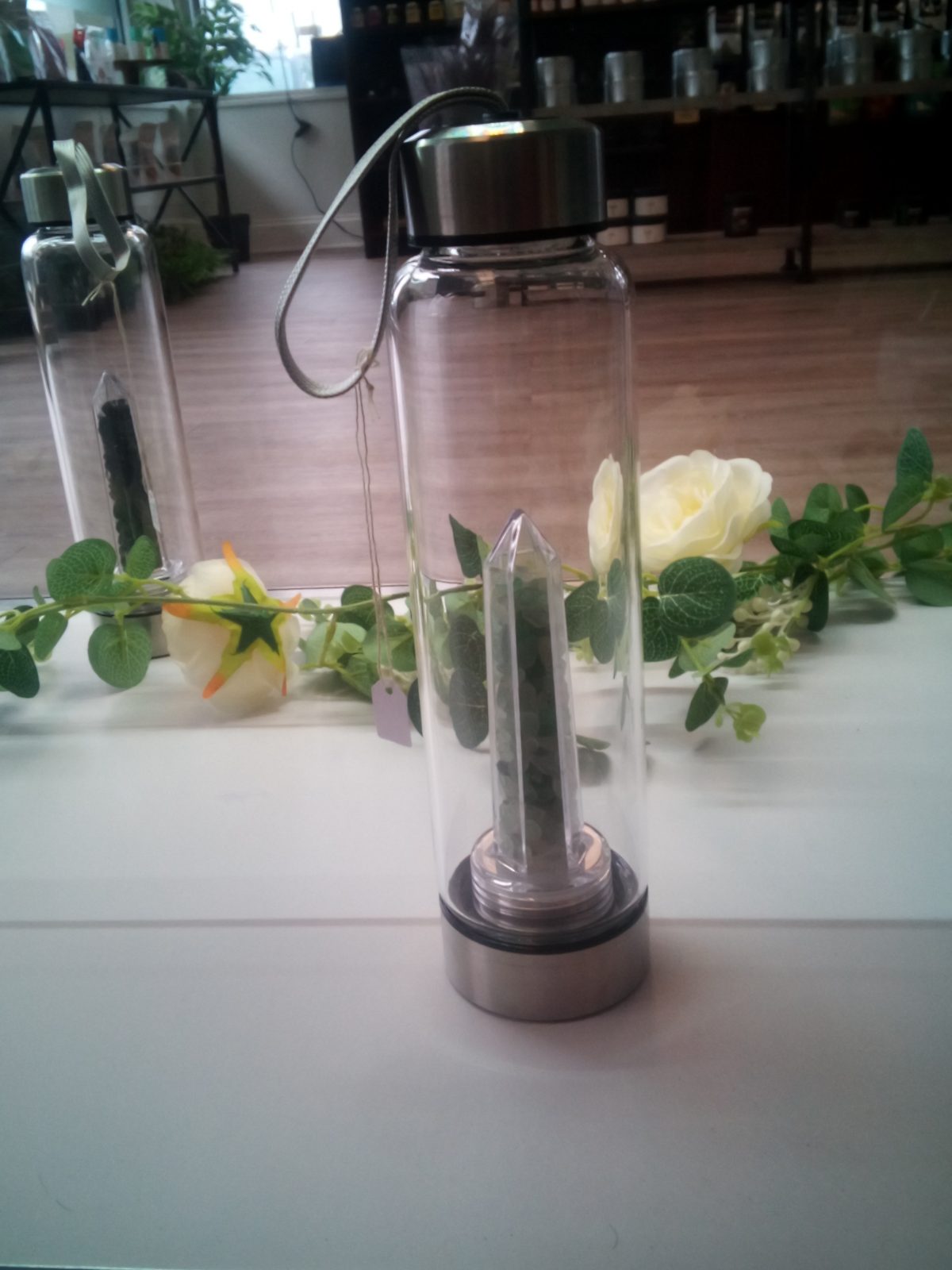 Healing Crystal infusion Water Bottle- Green Aventurine
