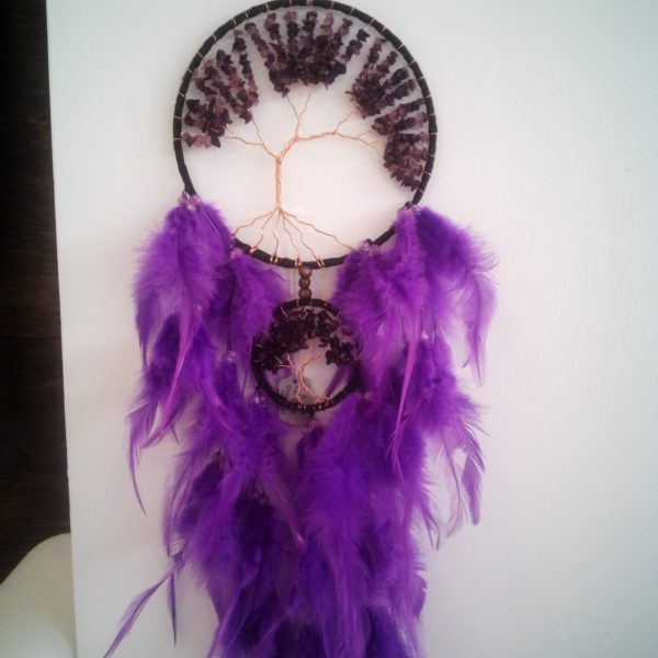 Double Tree of life Amethyst Dreamcatcher # 8