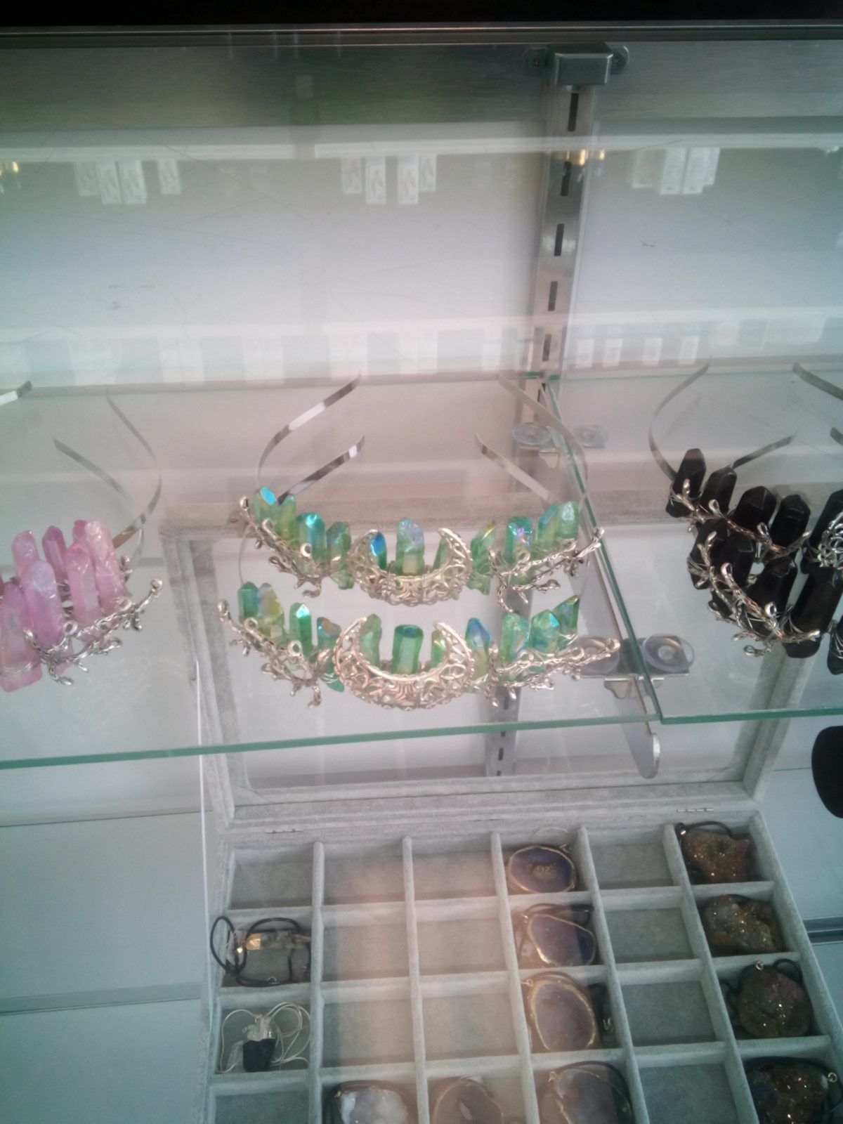 Wire Wrapped Painted Crystal Crown-Green