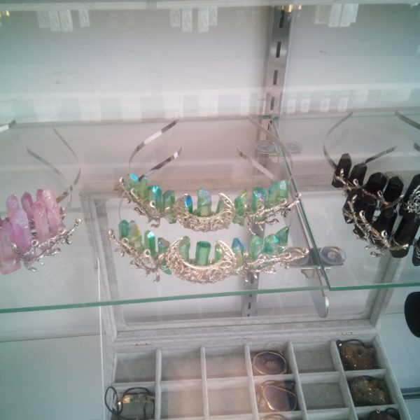 Wire Wrapped Painted Crystal Crown-Green