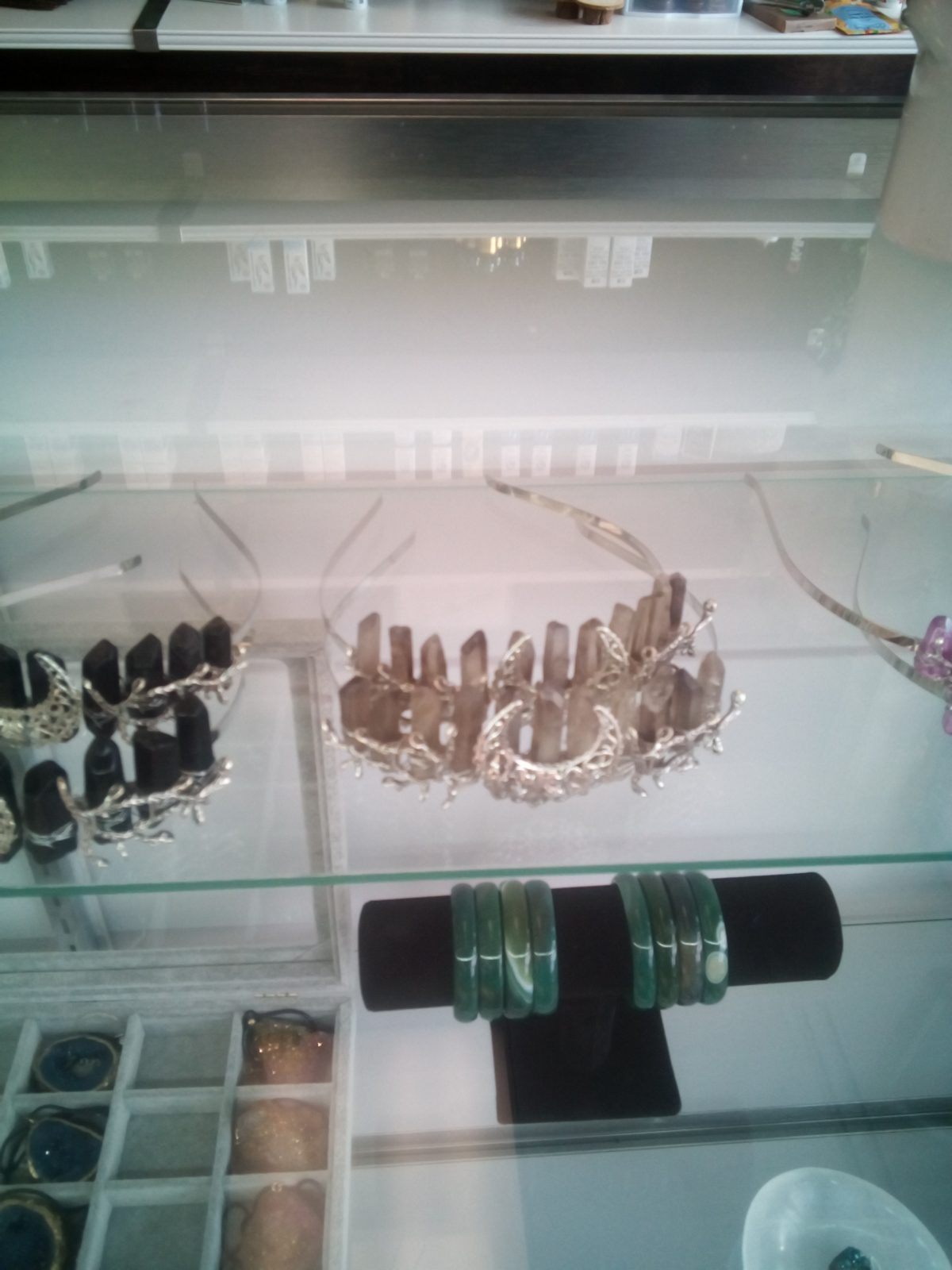 Wire Wrapped Painted Crystal Crown-Gray