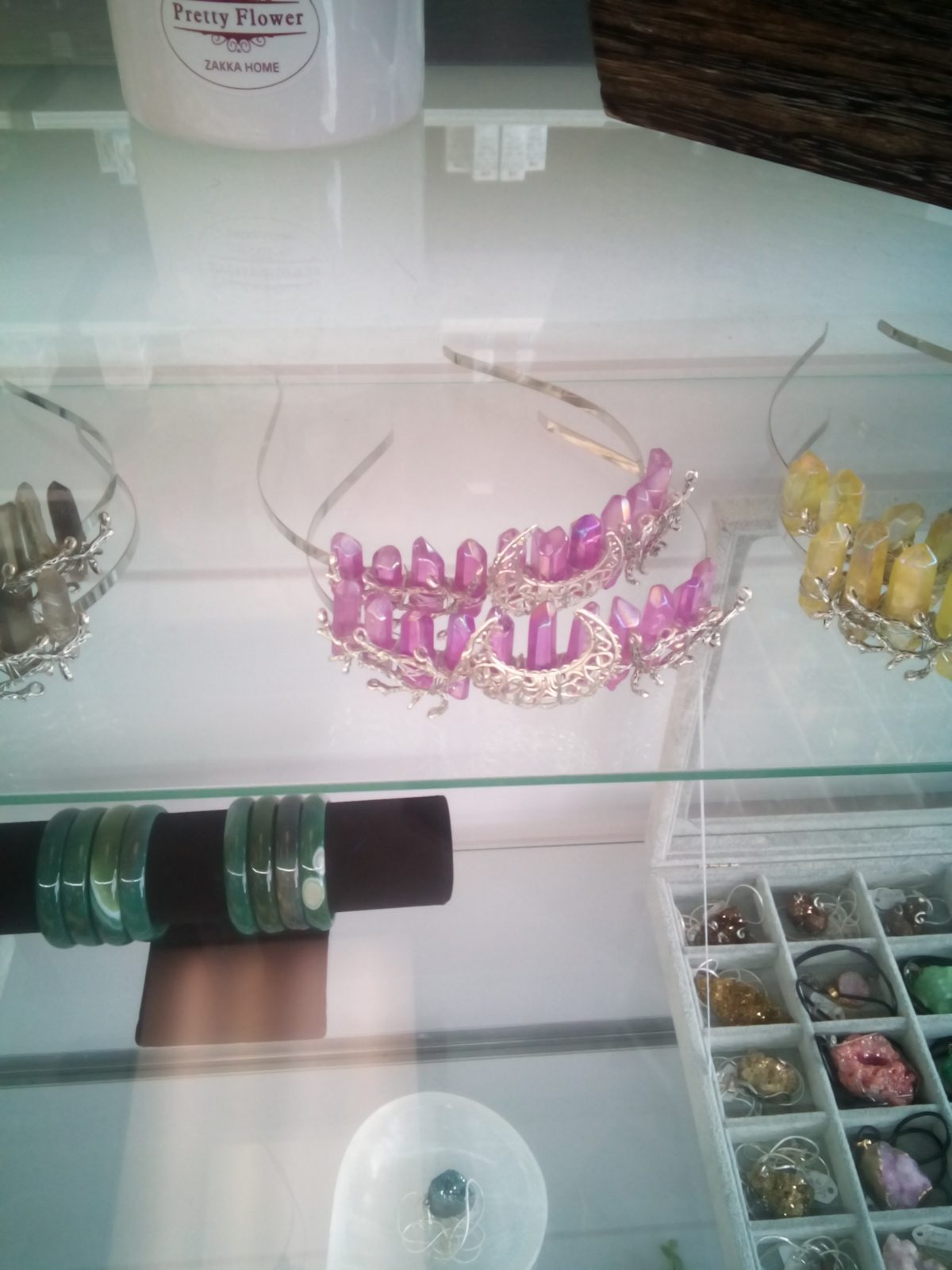Wire Wrapped Painted Crystal Crown-Purple