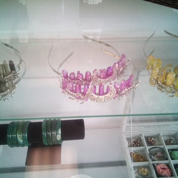 Wire Wrapped Painted Crystal Crown-Pink Rainbow