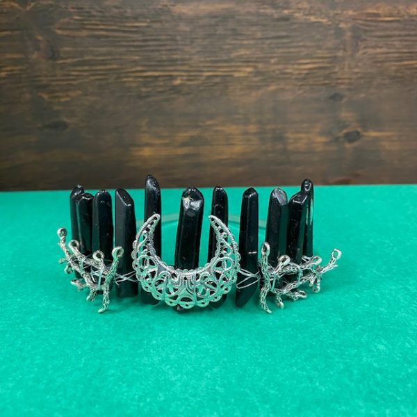 Wire Wrapped Painted Crystal Crown-Black
